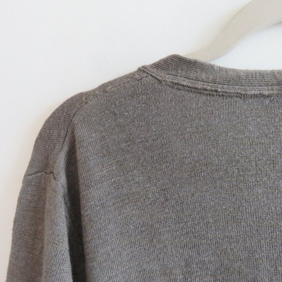 J. JILL Linen Blend Button Front Cardigan in Khaki Green Lagenlook Coastal Sz L - Picture 12 of 14